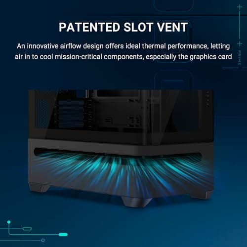 Asus Prime AP202 Micro ATX Mid Tower Black with Tempered Glass Side Panel and USB 3.2 Gen 2x2 Type-C, USB 3.2 Gen 1 Type-A image