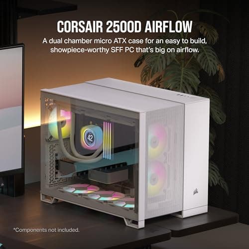 Corsair 2500D Airflow Micro ATX Mini Tower White Tempered Glass Side Panel image