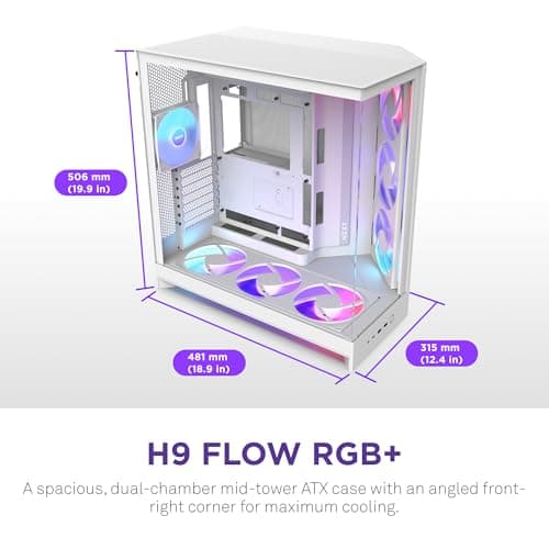 NZXT H9 Flow RGB+ (2025) ATX Mid Tower White Tempered Glass image