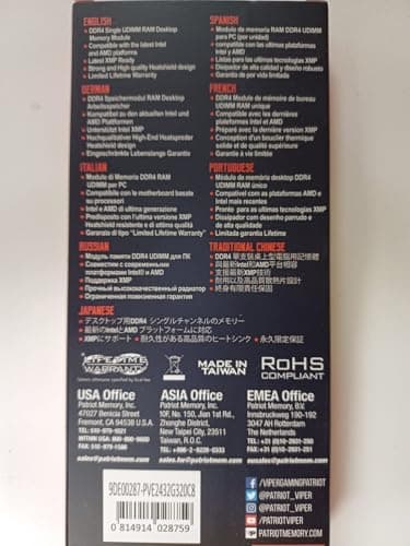 Patriot Viper Red / Black DDR4-3200 CL18 32GB (1x32GB) image