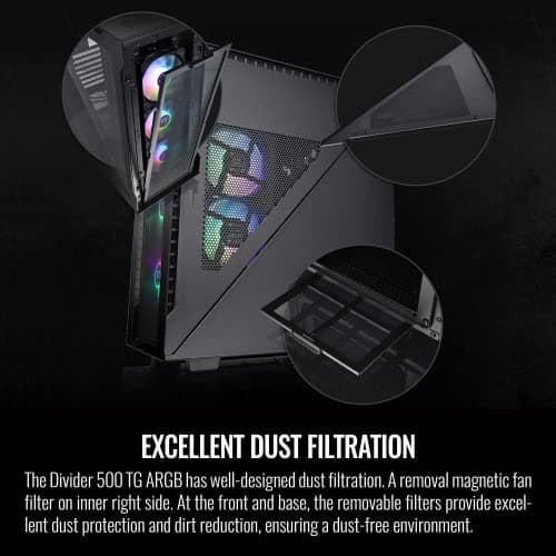 Thermaltake Divider 500 ATX Mid Tower Black TG ARGB, Tempered Glass Side Panel image