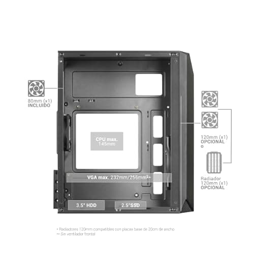 Mars Gaming MC-S1 Micro ATX Mini Tower White with Acrylic Side Panel and USB 3.2 Gen 1 Type-A Front Panel image