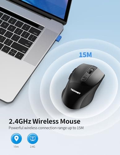 Wireless Mouse, TeckNet Ergonomic 2.4G Wireless Optical Mobile Mouse 4800 DPI with USB Nano Receiver for Laptop, PC, Chromebook, MacBook, Computer image