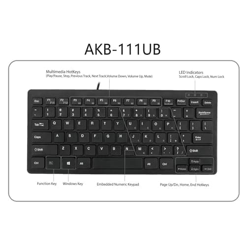 Adesso AKB-111UB Wired Mini Keyboard image