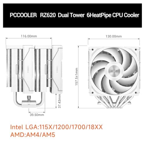 PC Cooler RZ620 86.73 CFM Air 158mm White image