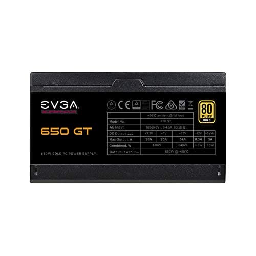 EVGA SuperNOVA 650 GT, 80 Plus Gold 650W, Fully Modular, Auto Eco Mode with FDB Fan, 7 Year Warranty, Includes Power ON Self Tester, Compact 150mm Size, Power Supply image