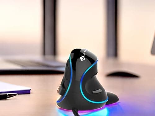 J-Tech Digital Wired Ergonomic Vertical USB Mouse with Adjustable Sensitivity (600/1000/1600 DPI), Scroll Endurance, Removable Palm Rest & Thumb Buttons [V628] image