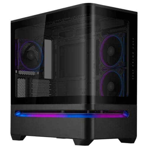 Asus Prime AP202 Micro ATX Mid Tower Black with Tempered Glass Side Panel and USB 3.2 Gen 2x2 Type-C, USB 3.2 Gen 1 Type-A image