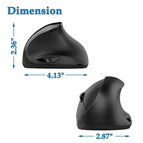 Wireless Mouse, ADLOKO Vertical Ergonomic Optical USB Rechargeable Mice Adjustable Sensitivity 800/1200 /1600 DPI for Laptop, Chromebook, PC, Desktop image