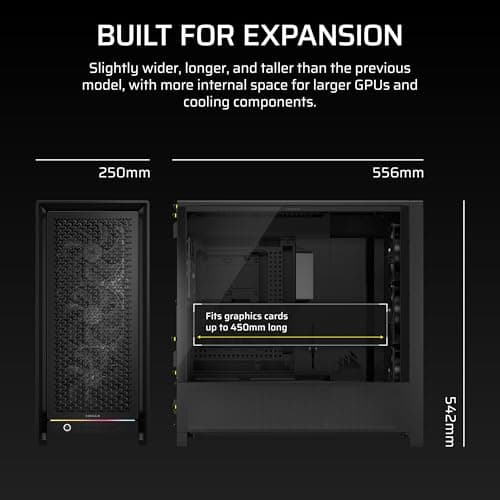 Corsair FRAME 5000D RS ATX Mid Tower Black with Tempered Glass Side Panel and USB 3.2 Gen 2 Type-C, USB 3.2 Gen 1 Type-A image