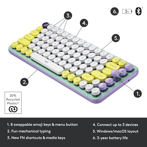 Logitech POP Keys Daydream Bluetooth/Wireless Mini Keyboard image