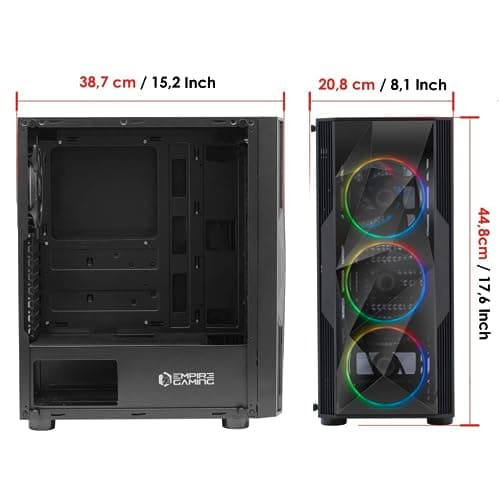 Empire Gaming Diamond ATX Mid Tower Black with Tempered Glass Side Panel and USB 3.2 Gen 1 Type-A, USB 2.0 Type-A Front Panel image