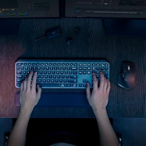 Logitech MX Keys S Bluetooth Wireless Wired Slim Keyboard with Laser Mouse image