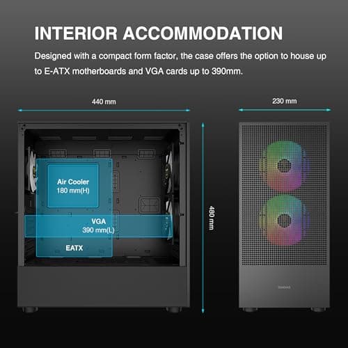 GAMDIAS Talos M3 Mesh ATX Mid Tower Black Tempered Glass Side Panel USB 3.2 Gen 2 Type-C USB 3.2 Gen 1 Type-A image