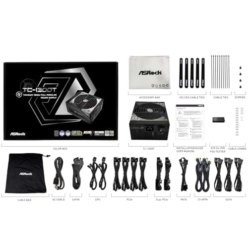 ASRock Taichi TC-1300T Black / Silver 1300W Fully Modular 80+ Titanium Certified ATX image