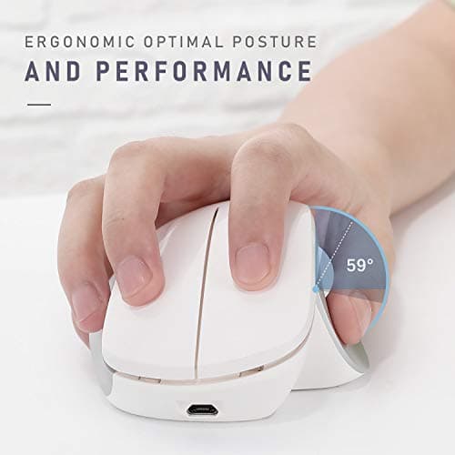 Bluetooth Mouse, Jelly Comb Rechargeable 2.4GHz Bluetooth Ergonomic Wireless Mouse (BT4.0+BT4.0+2.4G) Switch to 3 Devices for Mac OS MacBook Air Windows PC Android Tablet-(White and Silver) image