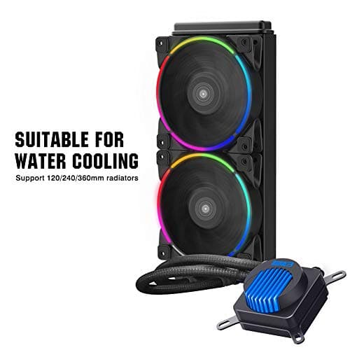 Pccooler 120mm Fan Moonlight Series, PC-3M120 RGB LED Computer Case Fan - PWM PC Cooling Fan - Dual Light Loop Quiet Fan/Multiple Light Modes with Controller for PC Cases, CPU Coolers image