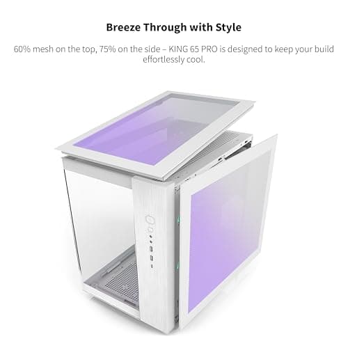 Montech KING 65 PRO ATX Mid Tower White Tempered Glass Side Panel with USB 3.2 Gen 2 Type-C and USB 3.2 Gen 1 Type-A image