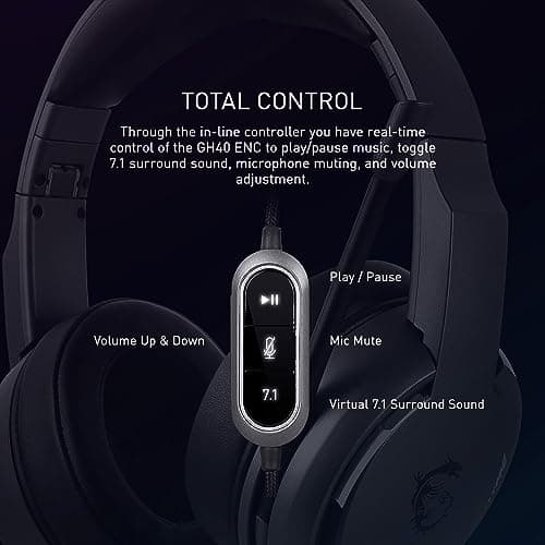 MSI IMMERSE GH40 Wired Closed-Back Headphones ENC Black image