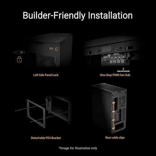 Asus ProArt PA401 Wood Edition ATX Mid Tower Black with Tempered Glass Side Panel image