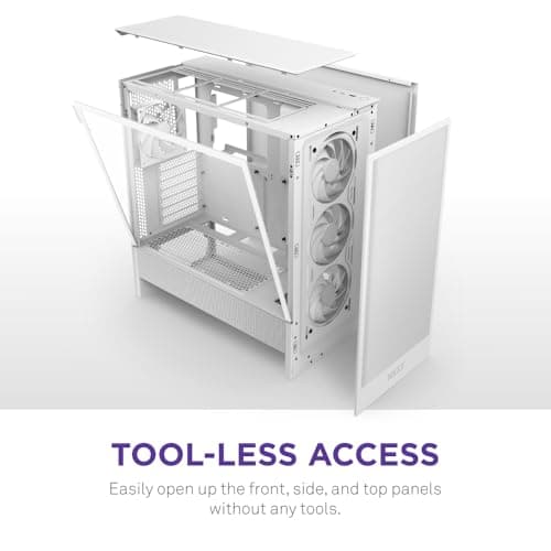 NZXT H5 Flow RGB (2024) ATX Mid Tower White Tempered Glass Side Panel with USB 3.2 Gen 2x2 Type-C and USB 3.2 Gen 1 Type-A image