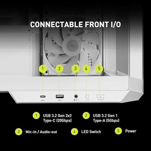 MSI MAG PANO M100R PZ Micro ATX Mid Tower White with Tempered Glass Side Panel and USB 3.2 Gen 2x2 Type-C / USB 3.2 Gen 1 Type-A image