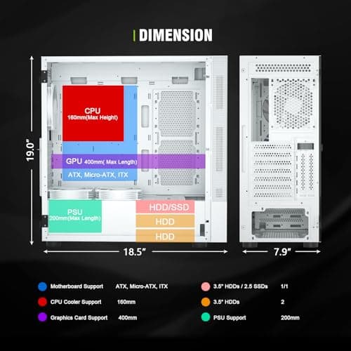 Vetroo AL600 ATX Mid Tower White Tempered Glass image