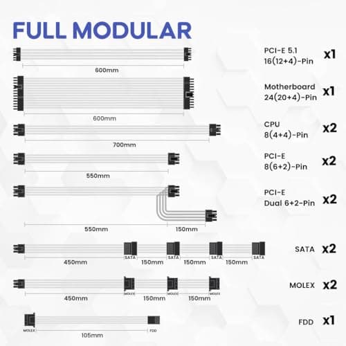 Vetroo 50315153244479 850W 80+ Gold Certified Fully Modular image