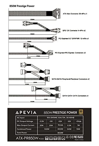 Apevia ATX-PR850W PCIE5.0 ATX 850W Non-Modular 80+ Gold Certified image