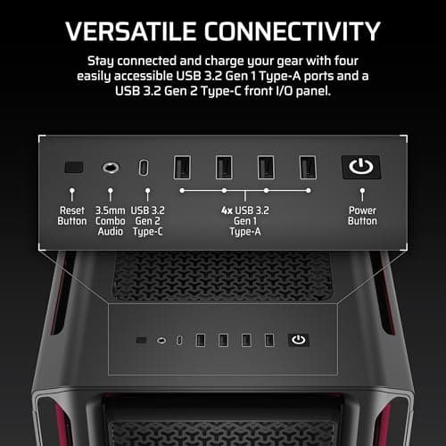 Corsair iCUE 5000T LX RGB ATX Mid Tower Black with Tempered Glass Side Panel and USB 3.2 Gen 2 Type-C, USB 3.2 Gen 1 Type-A image