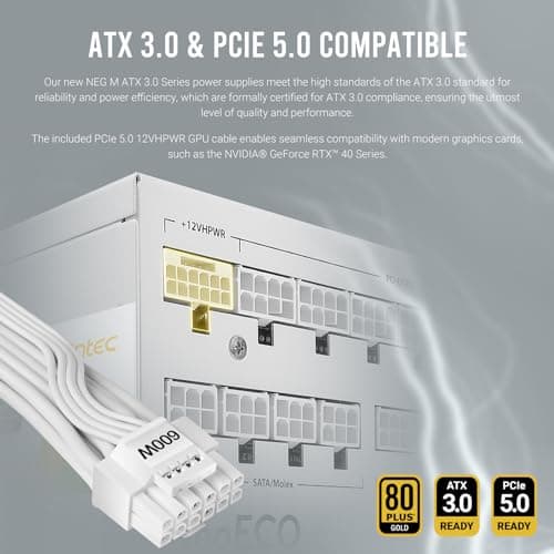 Antec NE1000G White ATX 3.0 1000W Fully Modular 80+ Gold Certified image