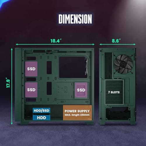 Vetroo AL800 ATX Mid Tower Green Tempered Glass Side Panel image