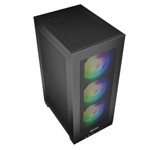 SHARKOON Rebel C20 Mini-ITX Desktop Black Mesh Side Panel, RGB image