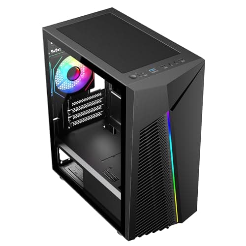 CiT Alpha Micro ATX Mid Tower Black with Tempered Glass Side Panel and USB 3.2 Gen 1 Type-A USB 2.0 Type-A image