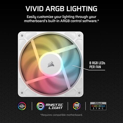Corsair RS120-R 120mm White Addressable RGB PWM 65.82 CFM 3-Pack image