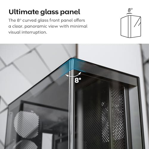 Montech HS02 ATX Mid Tower White with Tempered Glass Side Panel and USB 3.2 Gen 2 Type-C, USB 3.2 Gen 1 Type-A image