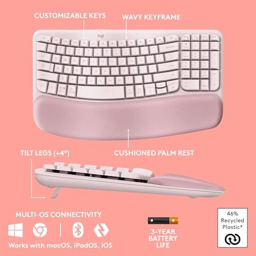 Logitech Wave Keys Ergonomic Bluetooth/Wireless/Wired Keyboard image