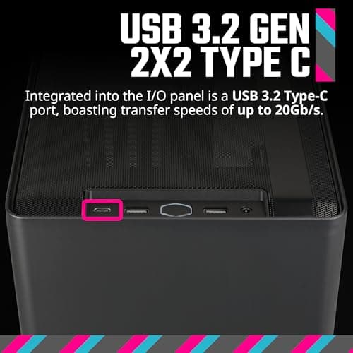 Cooler Master NR200P V2 Mini-ITX 18L PC Case, Top-Mount 240mm|280mm Liquid Cooler, 356mm Vertical Mounting 3.5-Slot GPU, Tempered |Vented Panel, USB 3.2 Gen 2x2 Type C (NR200PV2-KCNN-S00) image