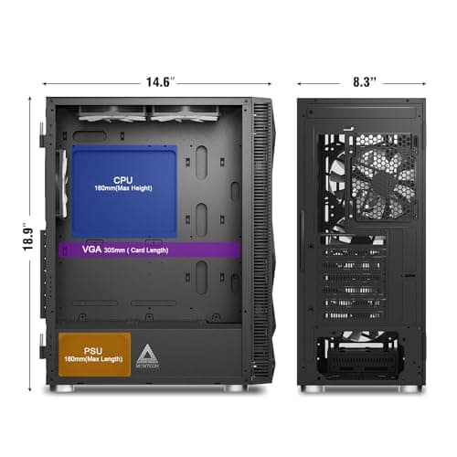 Montech X3 Mesh ATX Mid Tower Black with Mesh, Tempered Glass Side Panel, and USB 3.2 Gen 1 Type-A, USB 2.0 Type-A image