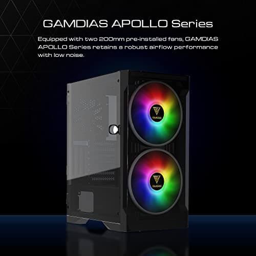 GAMDIAS APOLLO E2 ELITE ATX Mid Tower Black Tempered Glass Side Panel image