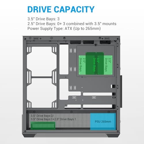 SAMA V40 ATX Mid Tower Black Tempered Glass Side Panel, USB 3.2 Gen 2 Type-C and USB 3.2 Gen 1 Type-A image