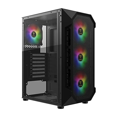 GAMDIAS AURA GC1 ATX Mid Tower Black with Tempered Glass Side Panel and USB 3.2 Gen 1 Type-A, USB 2.0 Type-A image