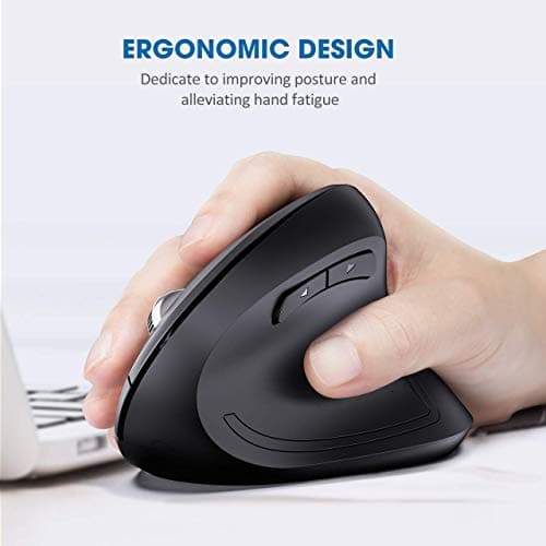 VicTsing Ergonomic Mouse, 2019 Upgraded Vertical Wireless Mouse 2.4G Optical Mouse-Reduce Wrist Pain , 6 Buttons 4 Adjustable DPI 1000/1600/2000/2400 Levels, Better Performance for PC, Desktop, Laptop image