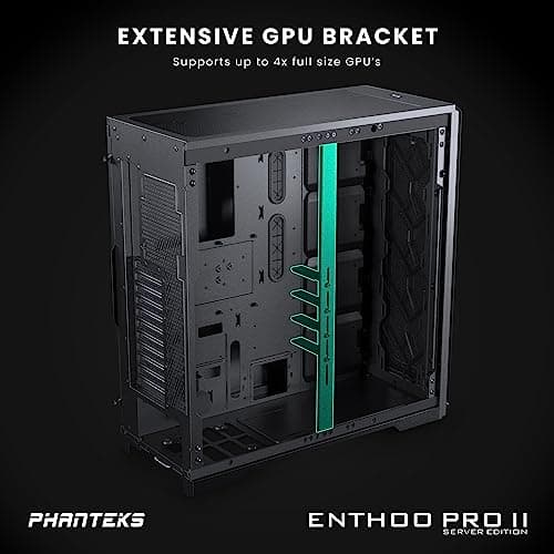 Phanteks Enthoo Pro 2 Server Edition ATX Full Tower Black with Tempered Glass Side Panel and USB 3.2 Gen 2 Type-C, USB 3.2 Gen 1 Type-A image