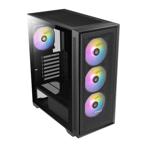 Antec AX81 ELITE ATX Mid Tower Black Tempered Glass Side Panel, USB 3.2 Gen 1 Type-A and USB 2.0 Type-A image