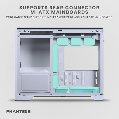 Phanteks XT M3 Micro ATX Mid Tower White Tempered Glass Side Panel, USB 3.2 Gen 2x2 Type-C USB 3.2 Gen 1 Type-A image