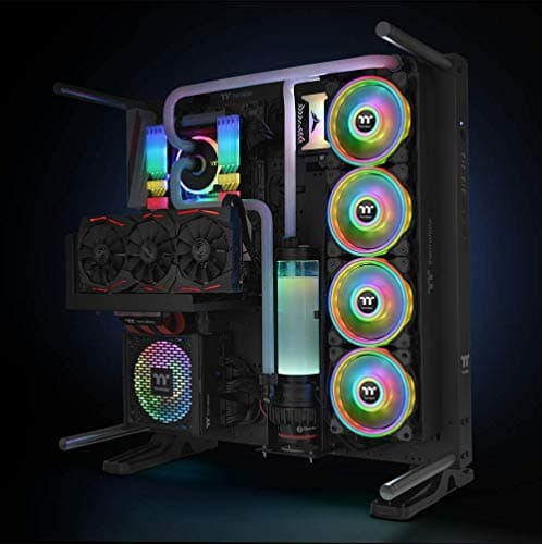 Thermaltake Riing Quad 14 RGB Radiator TT Premium Edition 140mm Black RGB PWM 60.17 CFM 3-Pack image