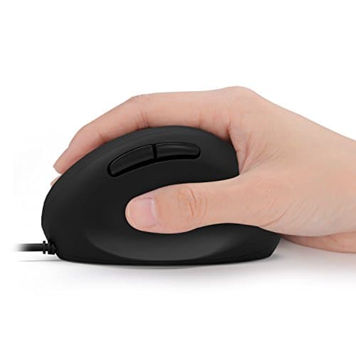 Wired Vertical Mouse, Jelly Comb Small Ergonomic Mouse High Precision Optical Mice with Adjustable Sensitivity 800/1200 /1600 DPI, 6 Buttons, 【 for Small Hands 】 - Black image