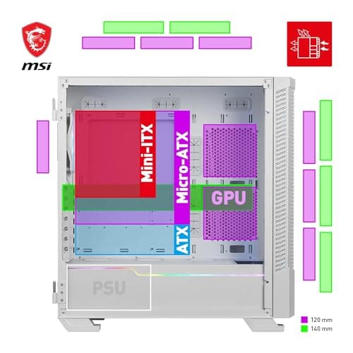 MSI MPG VELOX 100R ATX Mid Tower White with Tempered Glass Side Panel and Front Panel USB 3.2 Gen 2x2 Type-C, USB 3.2 Gen 1 Type-A image