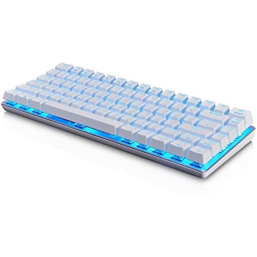 LexonElec 82 Key Mechanical Keyboard Metal Mechanical Wired Usb Blue Switch Computer Gaming Keyboard With Blue LED Backlit For Computer Gamers (Blue Switch, White) image